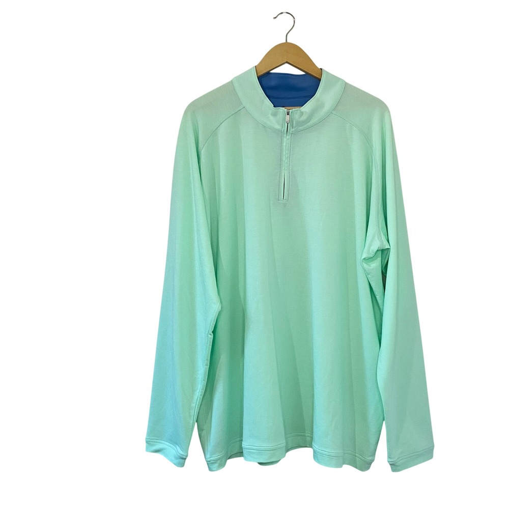 Peter Millar Seaside Mens 3X Mint Green Quarter Zip Pullover Long Sleeve Shirt